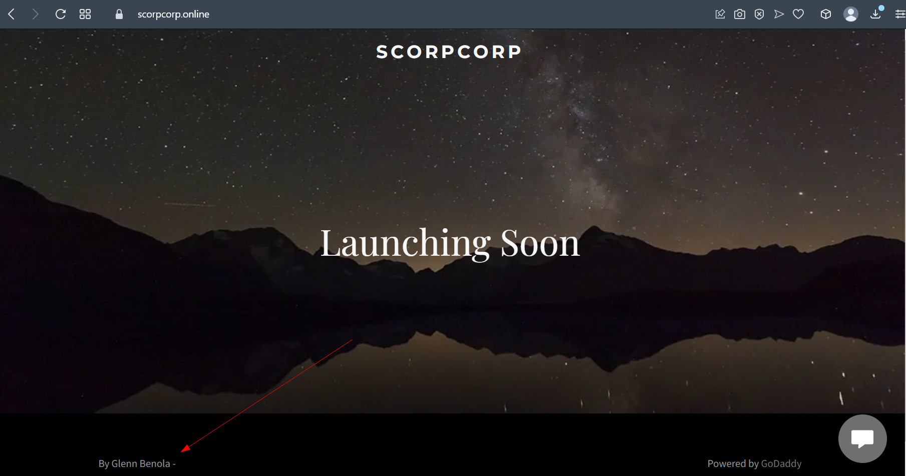 Screenshot of website